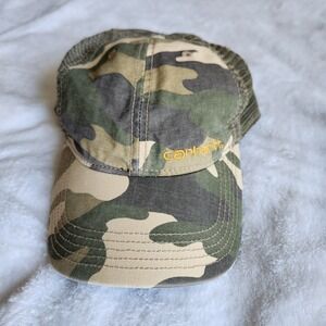Carhartt Hat Cap Snap Back Mens One Size Green Camo Mesh Trucker Hunting Work
